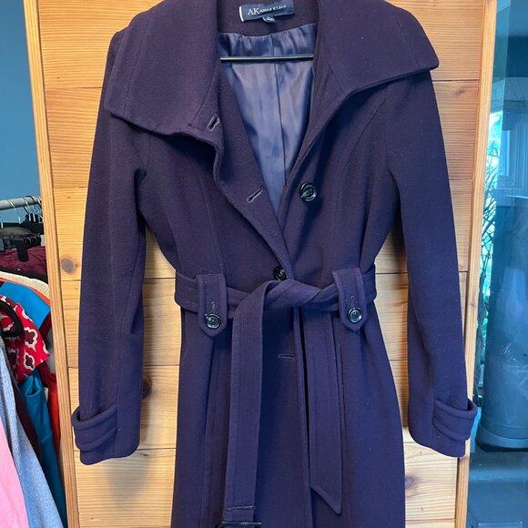 Anne Klein Wool Blend Purple Pea Coat Size Medium - Picture 2 of 10